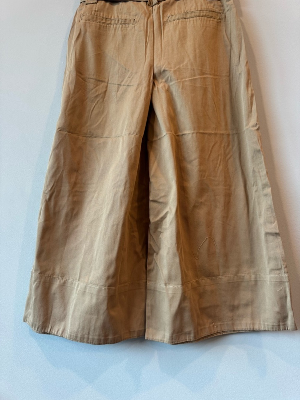 Anthropologie Maeve Tan Wide-Leg culotte Crop Belted work Pants high waist Sz 6 - Picture 10 of 13